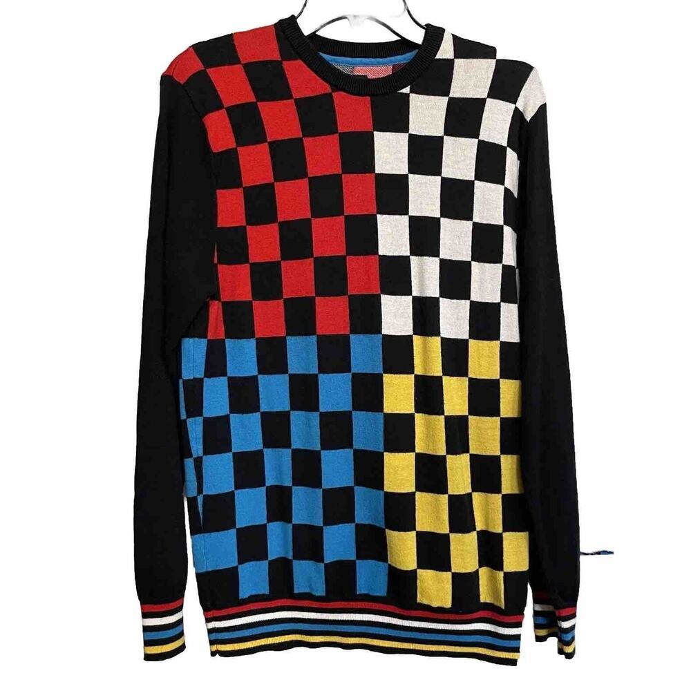 Empyre Sweater Checkered Colorblock Long Sleeve Mens Medium